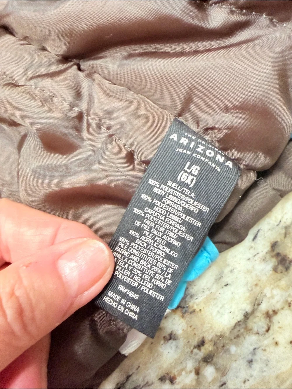 Arizona Jean Company Kids Brown and Turquoise Colorblock Puffer Jacket